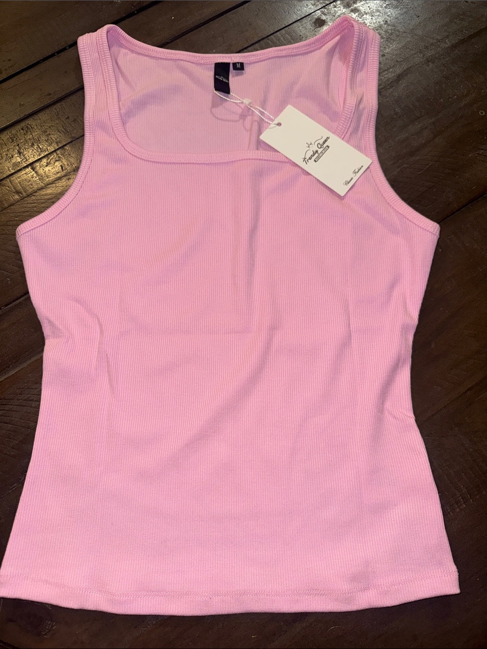 Ribbed Scoop Neck Tank Top in Light Pink - Brand Unspecified